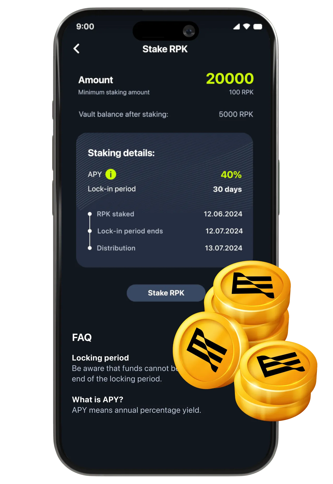 Mobile phone showing staking.republik.gg user interface